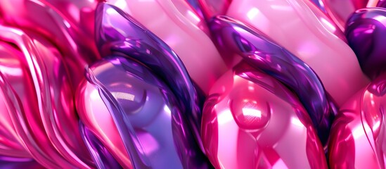 Poster - abstract background of pink and purple balloons in the shape of tubes, 3d rendering in the style of tubes
