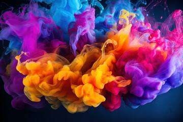 Poster - Abstract and colorful inks merging in water, creating a bright and dynamic mixture