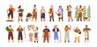 © Good Studio - Agricultural worker set. Farmers, countryside rural characters, farming. Happy people during farm and garden works with crops, harvest, shovel. Flat vector illustrations isolated on white background