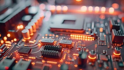 Poster - This Detailed close-up view of a computer motherboard with various components and circuits visible.