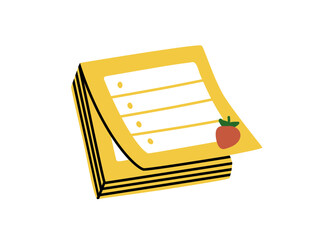 Poster - Note papers. Memo, post stickers. Attached adhesive sticky reminders, notice, square sheets for important information. Office stationery. Flat vector illustration isolated on white background