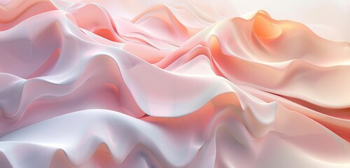 Wall Mural - Abstract wavy background in pink and red with smooth flowing lines creating a serene design.