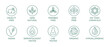 © venimo - Vector set of design elements, logo design template, icons and badges for natural and organic cosmetics in trendy linear style - cruelty free, organic product, sustainable development