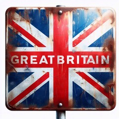 Wall Mural - Great Britain flag grunge on metal plate. AI generated illustration