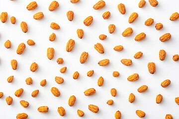 Dried Almond Pattern on White Background