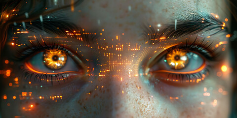 closeup of holographic remote access interfaces within the cloud showing detailed data streams and digital connections Macro Photography and RealTime Eye AF highlight the intricate digital precision