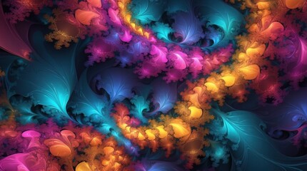 Wall Mural - fractal background featuring a vivid blend of abstract colors, creating a mesmerizing visual effect