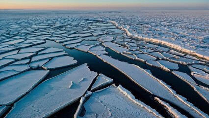 Sticker - View from above of an expansive ice field stretching into the distance