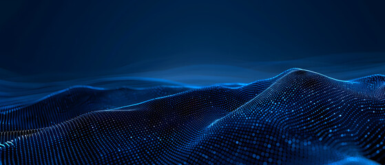 Poster - An abstract digital landscape composed of glowing blue dots and lines, creating a sense of depth and movement.