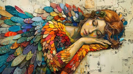 Wall Mural - a beautiful colorful contemporary angel