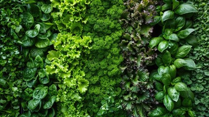 Wall Mural - Mass production of green vegetables in a controlled environment on a modern vertical farm. Automated room with controlled levels of air temperature, light, water and humidity for optimal growth