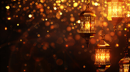 Luxury 3d lantern islamic festival background for ramadan kareem, eid al fitr, eid al adha, islamic new year, generative ai