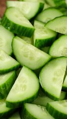 Poster - Heap fresh chopped cucumbers, slider shot