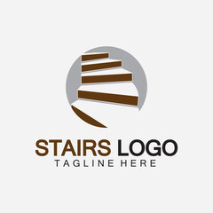 Wall Mural - Stairs icon logo design vector illustration template