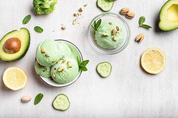 Poster - Green vegetable avocado ice cream