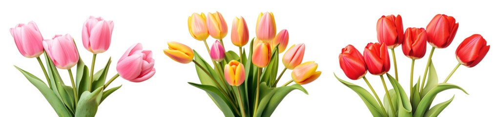Wall Mural - Tulip flowers png element set on transparent background