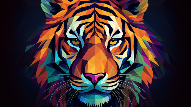 Colorful Geometric Tiger Portrait