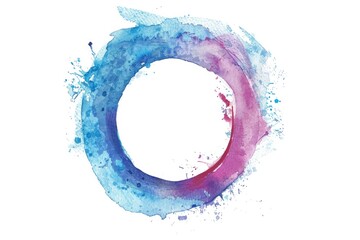 Poster - Watercolor painting of a blue and pink circular design