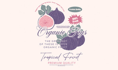 Fruit vintage t-shirt design. Fig farm artwork. Fresh farm design. Organic fig fruit print. Nature fruit club print design. Organic food artwork for for t-shirt. Summer tropical fruit poster.