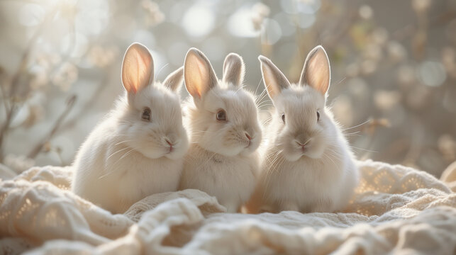 group of white rabbits