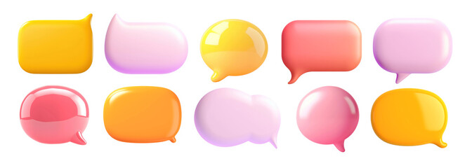 Wall Mural - 3d speech bubble png element set on transparent background