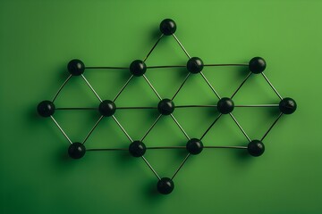 Poster - A flat lay of interconnected nodes on green background, symbolizing the network effect in social media marketing
