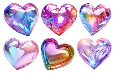 Wall Mural - 3d iridescent heart shape set