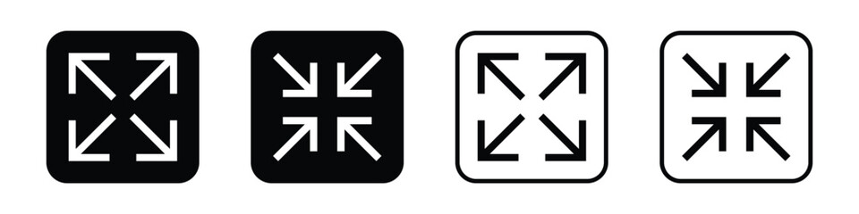 Poster - full screen and exit full screen icon. maximize and minimize arrow button for video player, app, web