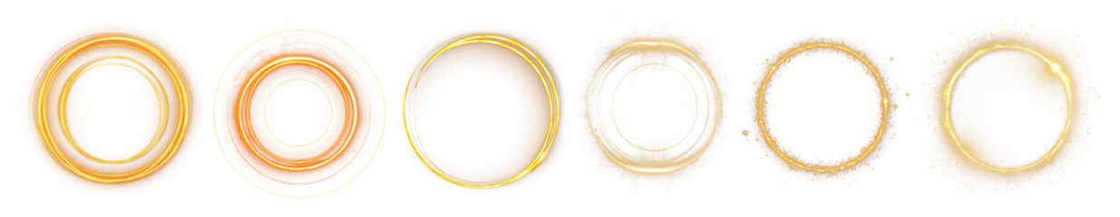 Wall Mural - yellow glowing round sparkle effects set