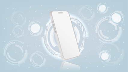 Poster - Realistic Smartphone Mockup with Blank Display, Perspective View, and Futuristic Technology Concept - Abstract Mobile Phone Vector Illustration