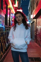 Poster - White hoodie mockup with model