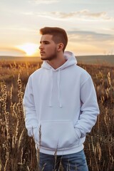 Poster - White hoodie mockup with model