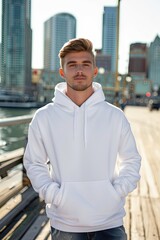 Poster - White hoodie mockup with model