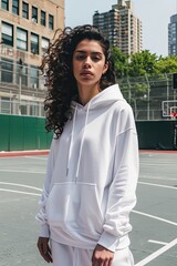 Poster - White hoodie mockup with model