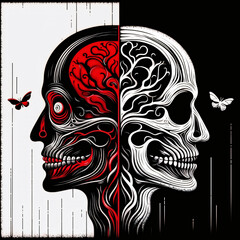 Canvas Print - two sides of the human mind