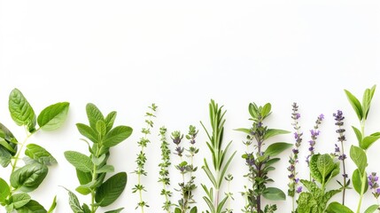 fragrant herbs against a white backdrop