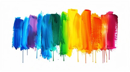Poster - Vibrant abstract painting featuring a spectrum of colors blending seamlessly together, creating a stunning rainbow-like effect on a white background.