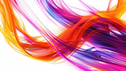 Poster - Vibrant abstract background with dynamic waves of colorful lines in purple, orange, and red hues creating a sense of motion and energy.