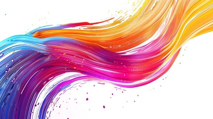 Poster - Vibrant abstract rainbow swirl of colors merging together on a white background, creating a dynamic and energetic visual art piece.