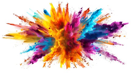 Poster - Bright and vibrant color burst isolated on white background, bold and dynamic, ideal for eyecatching and modern designs