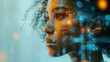 © Sophie  - AI cyber security concept. Black female IT Computer specialist analysing artificial intelligence cyber threats to consumer data & privacy leaks. African american software developer. AR female robot