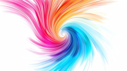 Poster - Vibrant abstract swirl of colorful streaks in pink, orange, blue, and purple on a white background, evoking energy and movement.