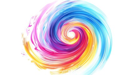 Poster - Colorful abstract spiral pattern with vibrant hues radiating energy and creativity, set against a clean white background.