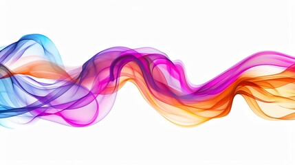 Poster - Abstract colorful flowing wave on white background, vibrant energy lines, creative digital art design, dynamic modern illustration.