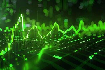 Poster - A graphic of a stock market investment graph displayed on a green and black background