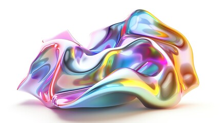 Poster - Colorful abstract 3D artwork with fluid shapes and vibrant hues, creating a dynamic and modern visual experience on a white background.