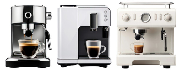 Canvas Print - Espresso coffee machine cafe set