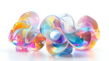 Poster - Vibrant abstract digital art with colorful, fluid shapes and modern design, perfect for futuristic and creative projects. High resolution.