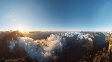 panorama of the blyde river canyon and the three rondavels in mpumalanga, forming the northern part 
