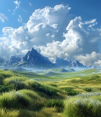 Canvas Print - Mountains and clouds